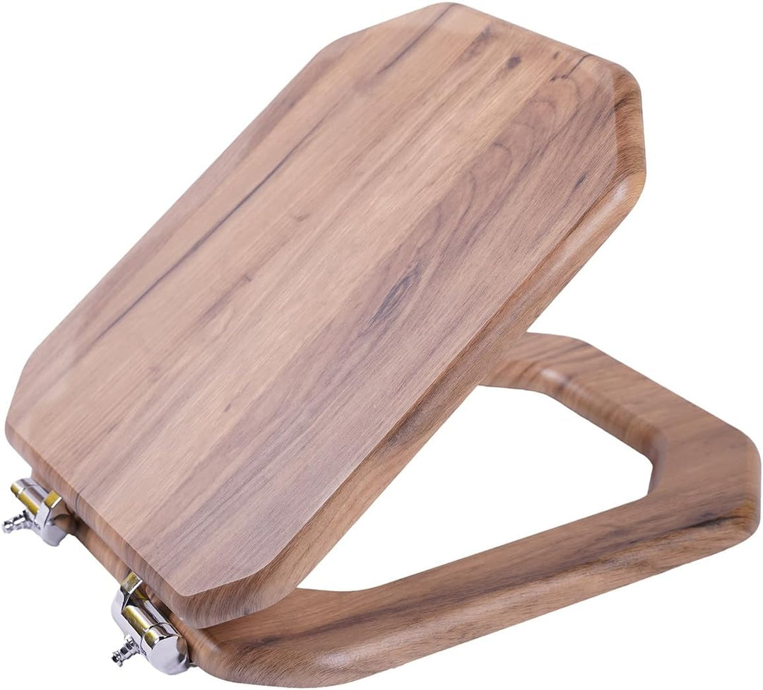 MDF-Toilettensitz, Klodeckel Holz, Premium Quadrat-Förmig Toilettendeckel Mit Soft-Close-Mechanismus
