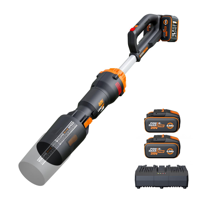 WORX Nitro 40V Akku-Laubbläser WG585E - bürstenloser Motor - 3 Geschwindigkeiten &amp; Turbomodus - 266k