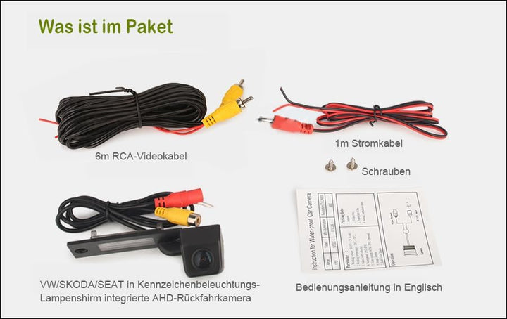 Erisin HD 1080P Auto AHD Rückfahrkamera Kennzeichenbeleuchtung für VW Passat Golf Jetta Tiguan T5 To