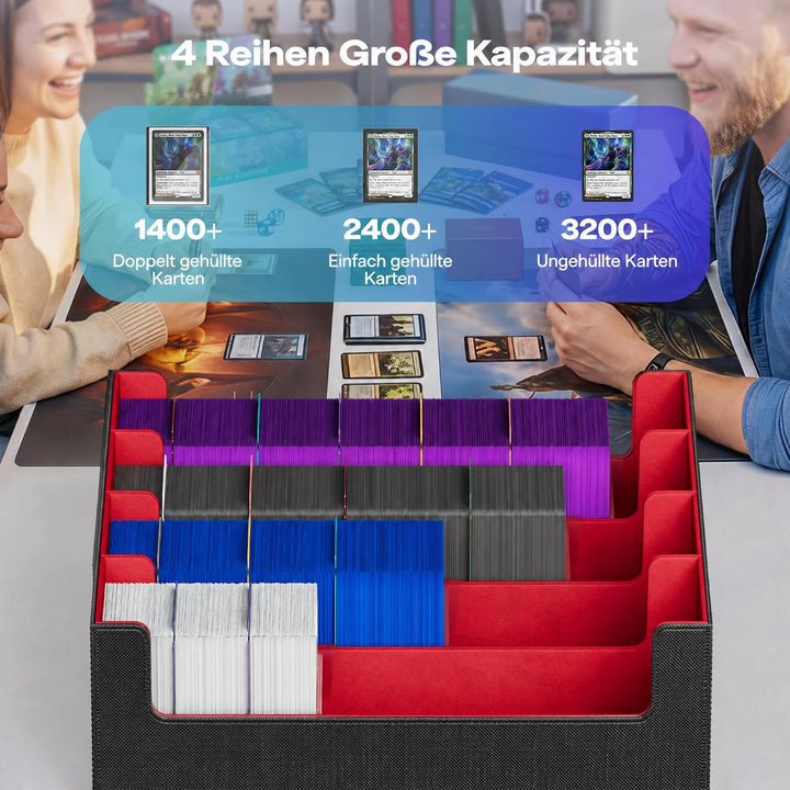 Kartenaufbewahrungsbox für Trading Cards, 2400+ MTG Commander Deck Box mit 24pcs bunten Teilern, Kar