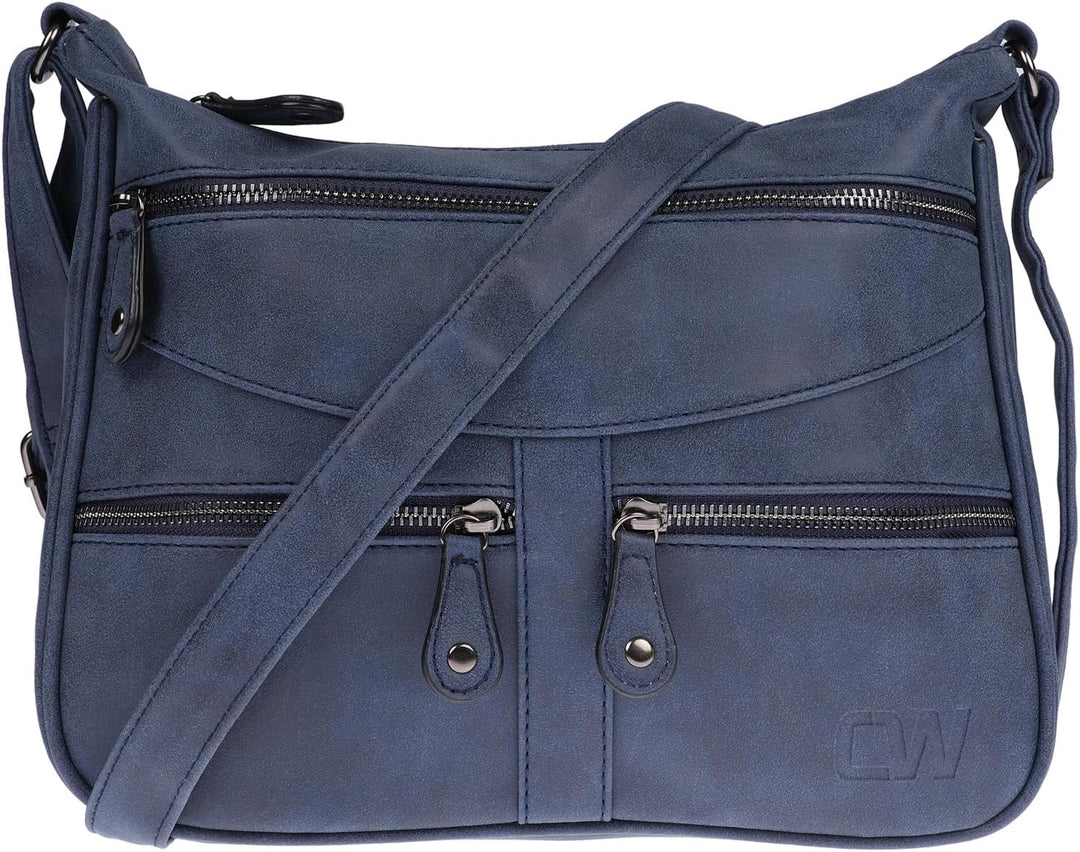 Christian Wippermann Damen Tasche Schultertasche Umhängetasche Crossover Bag Leder Optik Handtasche