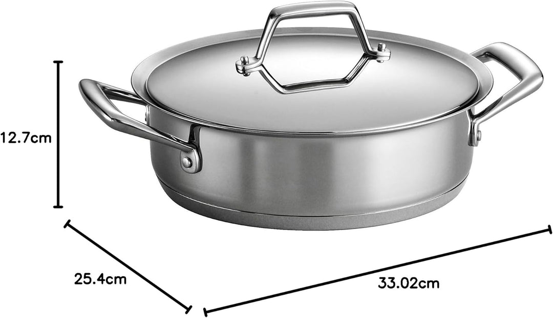 Tramontina Gourmet Prima Edelstahl-Kasserolle, induktionsfertig, schlagfest, dreischichtiger Boden,