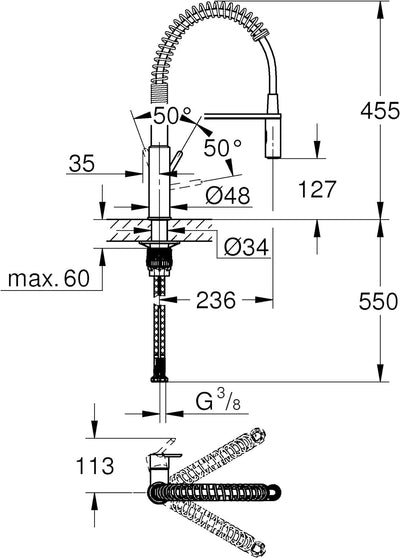 Grohe Get | Küchenarmatur - Einhand-Spültischbatterie, mit herausziehbarer Brause & integrierter Mag