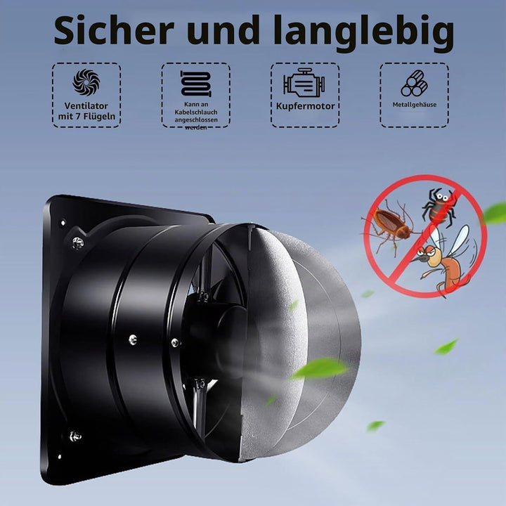 100mm Abluftventilator 140m³/h, badlüfter 100mm mit Rücklaufklappe, Rauchabzug Wandventilator Abluft