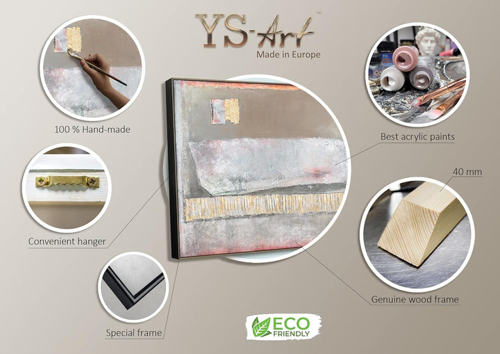 YS-Art Luxus Abstrakt Acryl Gemälde auf Leinwand Accent handgemalt Wandbilder Wohnzimmer modern Wohn