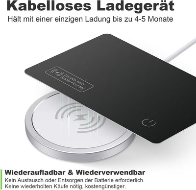 VINGNUT Dünne Geldbörsen-Tracker-Karte,Wiederaufladbarer Geldbörsen-Tracker,IP67 Wasserdicht,kompati