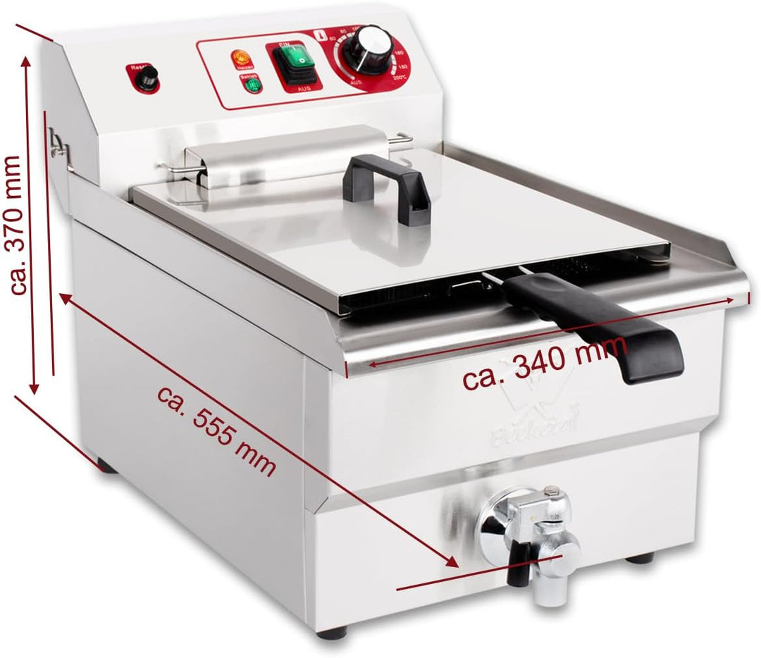 Beeketal 'BWF-161P' Profi Gastronomie Kaltzonen Fritteuse (16 Liter Volumen für max. 11 Liter Öl) Ed