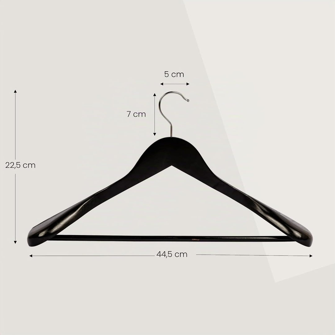 10 x Anzugbügel Jackenbügel Kleiderbügel Holz Schwarz | Sakkobügel | 44,5 cm | 360° drehbarer Haken