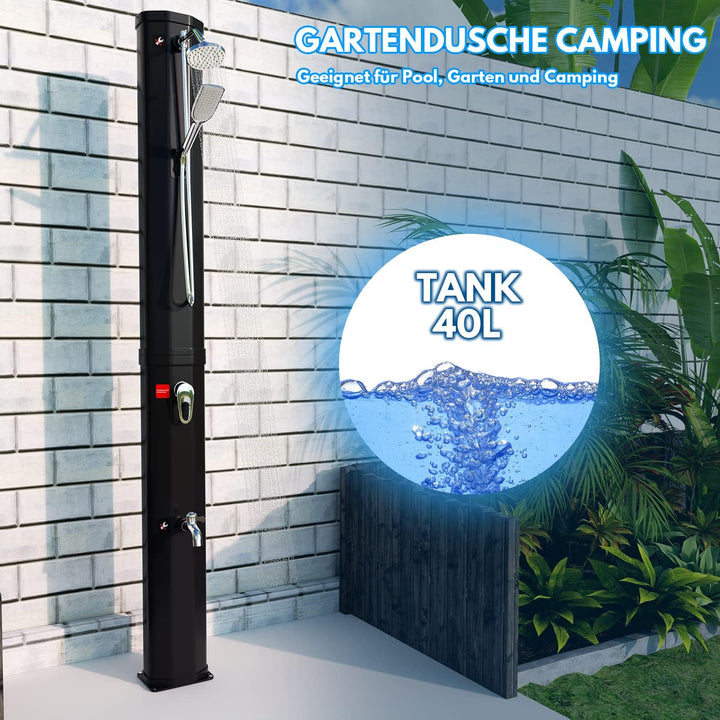 Gimisgu Solardusche 40L Solar Gartendusche warmes Wasser Bis Zu 60°C Ohne Stromanschluss Pooldusche