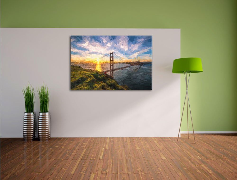 Pixxprint Gigantische Golden Gate Bridge in San Francisco Pinsel Effekt, Format: 100x70 auf Leinwand