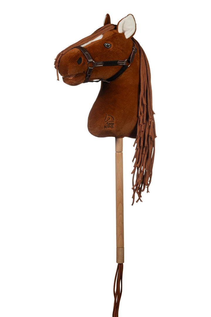 HKM - Hobby Horse Premium, Dunkelfuchs mit Halfter, Schweif & abschraubbarem Stock, Steckenpferd für
