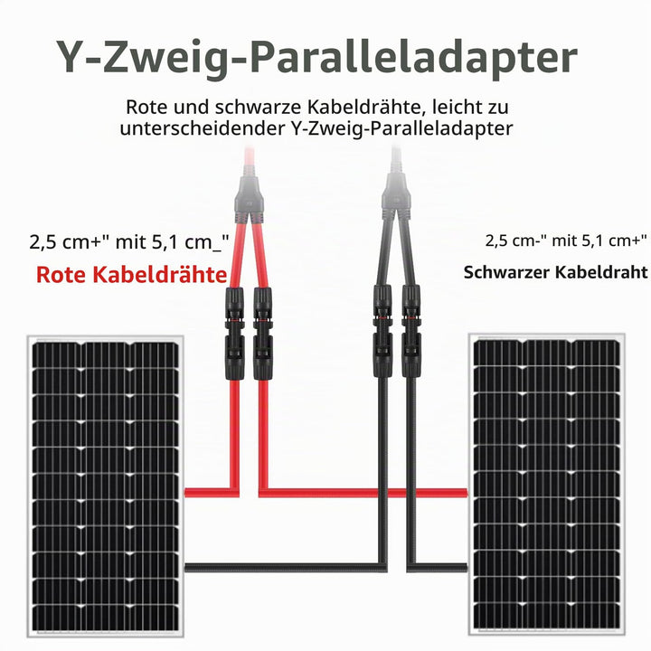 GENORTH 6 mm² Solarkabel Y-Verteiler 3 Paar,1Y2 Solarpanel Y Stecker 10AWG Y Stecker Fotovoltaik Kab