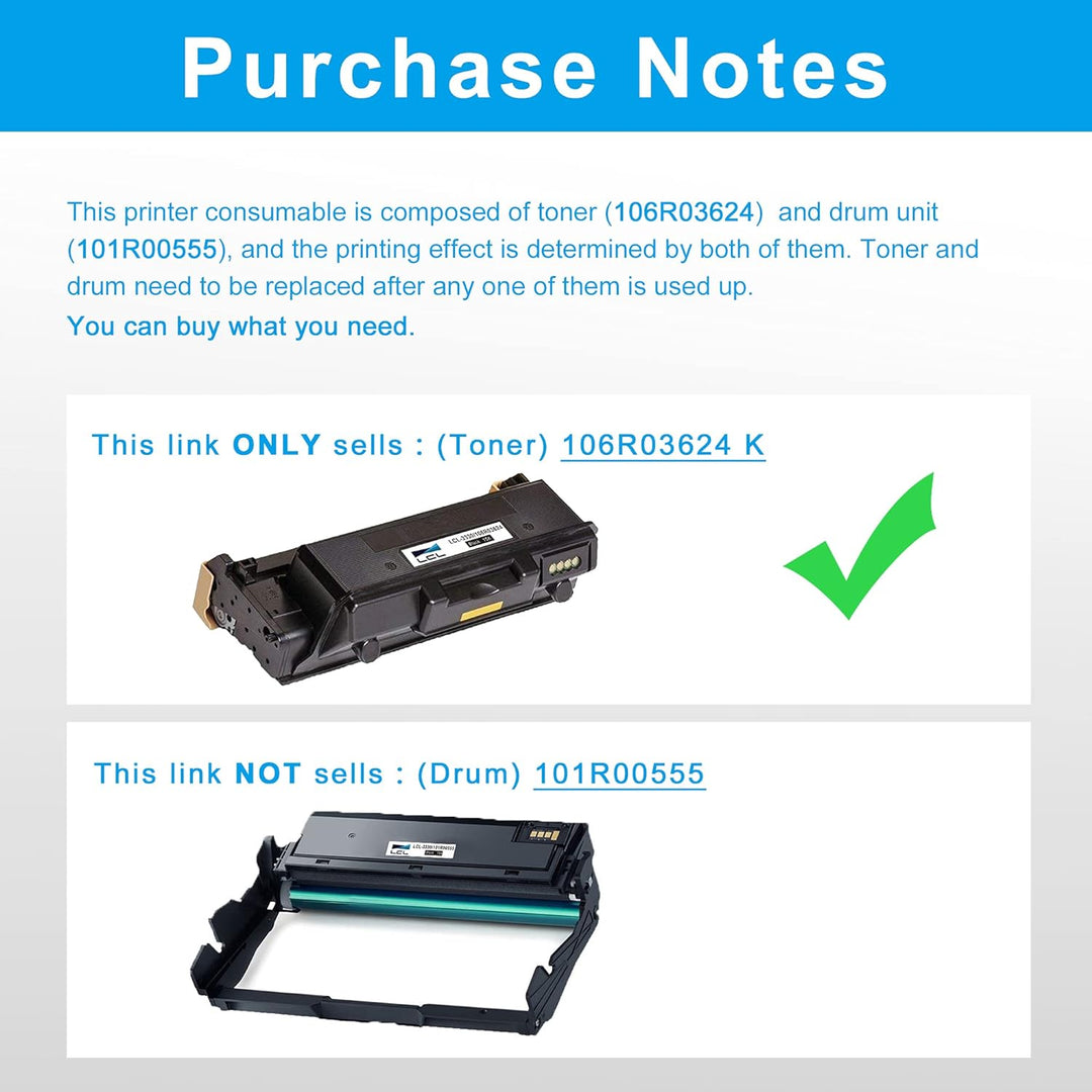 LCL Kompatibel Tonerkartusche WorkCentre 3335 3345 Phaser 3330 106R03624 15000 Seiten (1 Schwarz) Er
