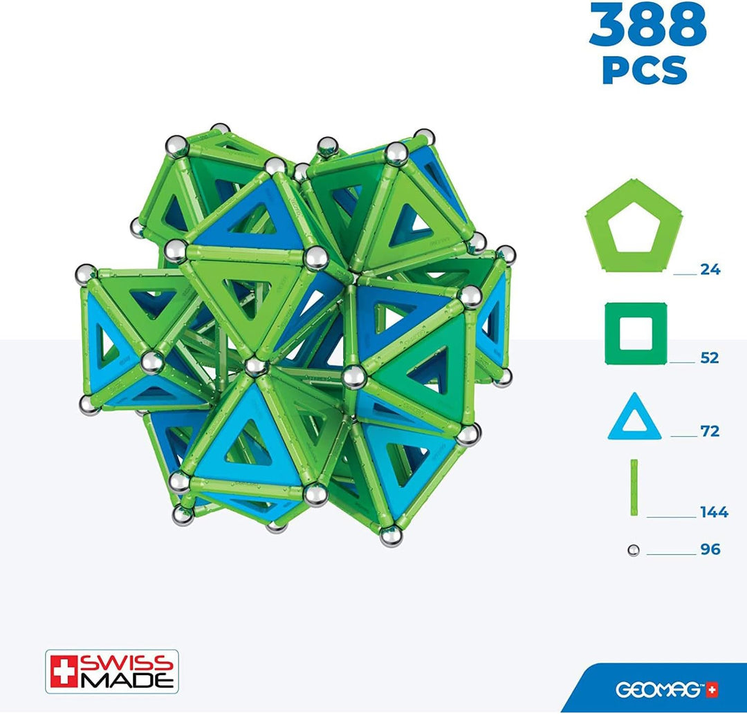 Geomag - Classic Masterbox Magnetische Bausteine für Kinder, Magnetisches Spielzeug, Grüne Kollektio