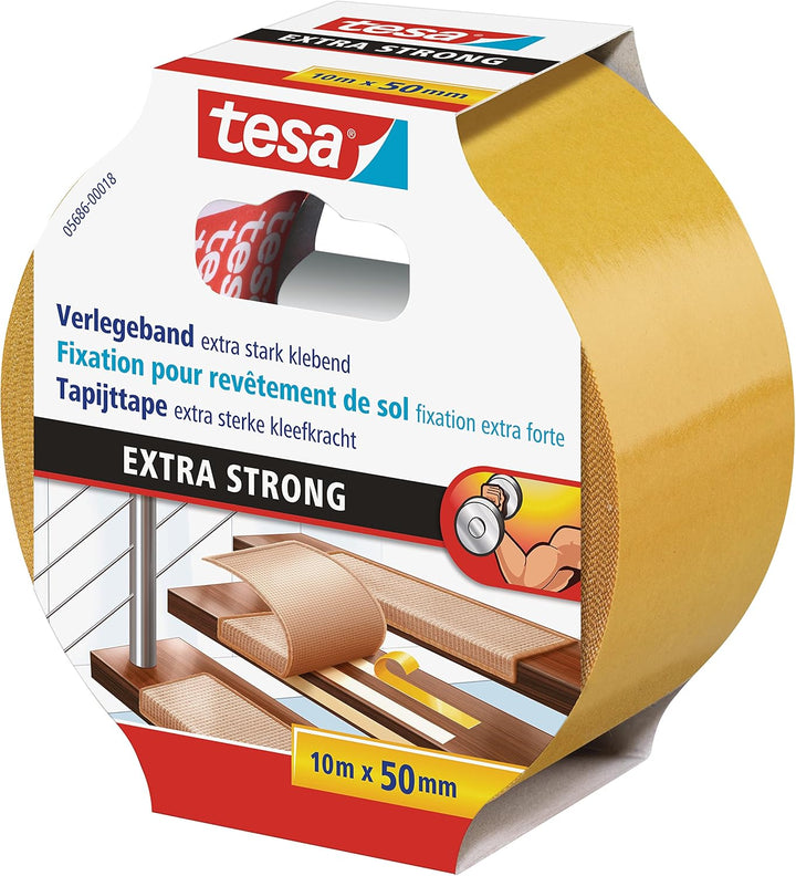 tesa pack 64014 im 6er Pack - Geräuscharmes Paketklebeband &amp; Verlegeband extra stark klebend - Doppe