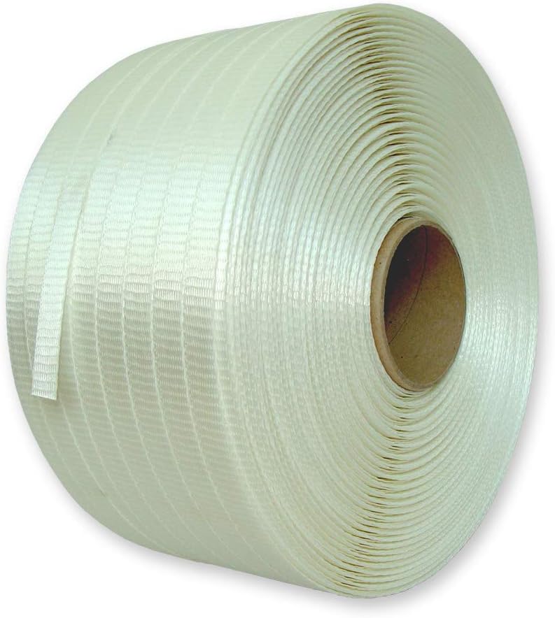 Gewebtes Umreifungsset 25 mm mit Abrollwagen, Spanngerät, Umreifungsband und Metallklemmen