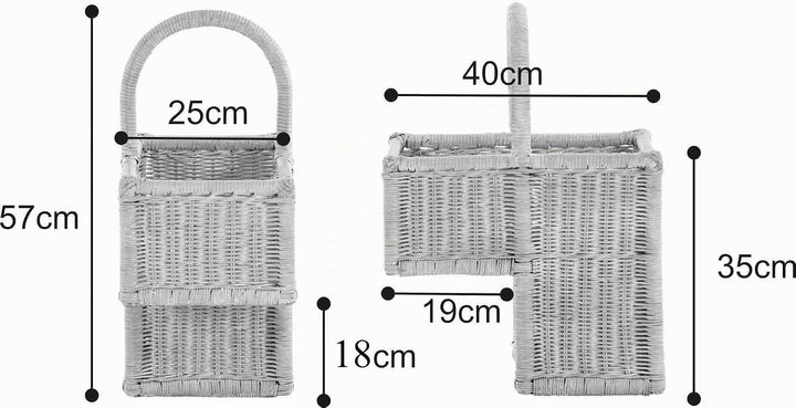 Praktischer Treppenkorb mit Tragegriff aus echtem Rattan/Korb für Stufen aus grauem Naturmaterial -