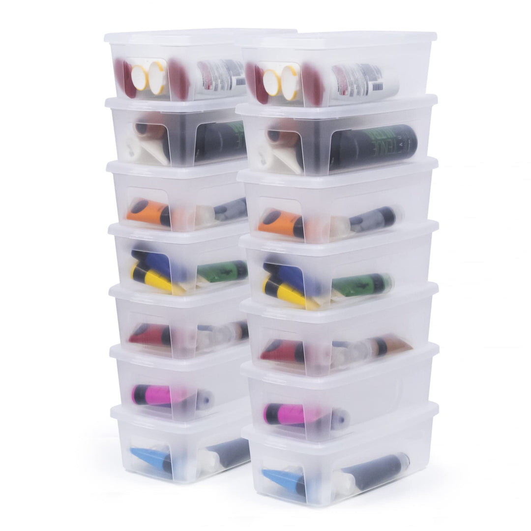 Iris Ohyama, Kunststoff-Aufbewahrungsbox, 5-Liter-Büro-Aufbewahrungsbox, 14er-Set, MCB-5, transparen