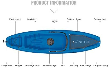 Seaflo Sit on Top Kajak mit Paddel und Angelrutenhalter -rot-