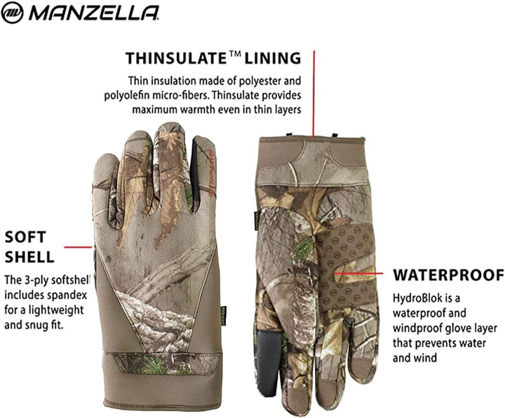 Manzella Herren Stretch Coyote Jagdhandschuh für kaltes Wetter, wasserdicht, Winddicht, Touchscreen-