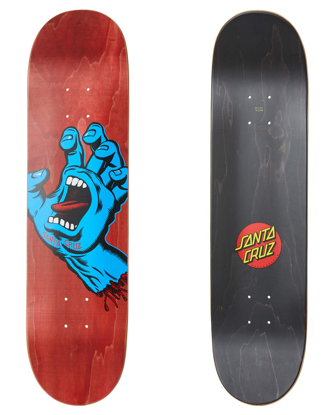 SANTA CRUZ Skateboard-Deck, 20,3 x 80,3 cm, schreiende Hand Mehrfarbig Standard, Mehrfarbig Standard