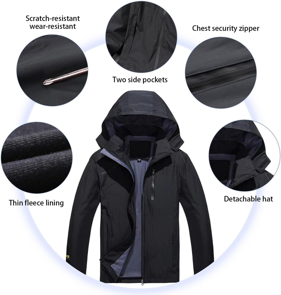 SUKUTU Herren Outdoor Wasserdichte Kapuzen-Sportjacke Leichte Wanderjacke Bergjacke Softshell Herbst