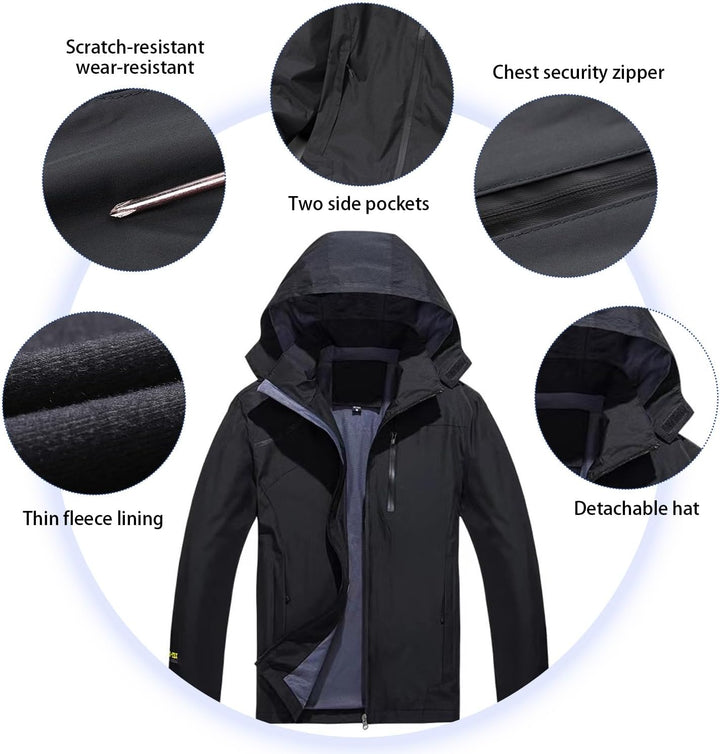 SUKUTU Herren Outdoor Wasserdichte Kapuzen-Sportjacke Leichte Wanderjacke Bergjacke Softshell Herbst