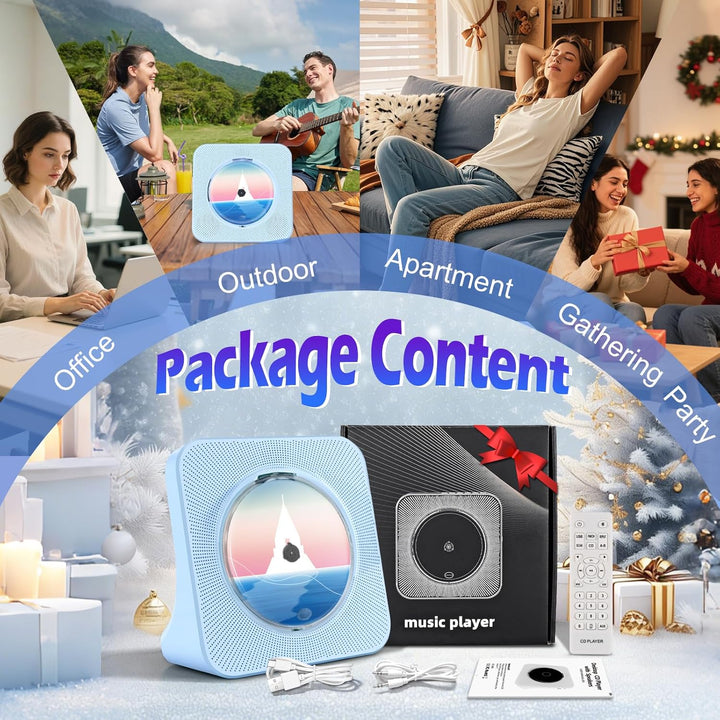 Tragbarer Bluetooth-CD-Player mit Lautsprechern, Heim-CD-Player für Kinder, unterstützt Bluetooth-Em