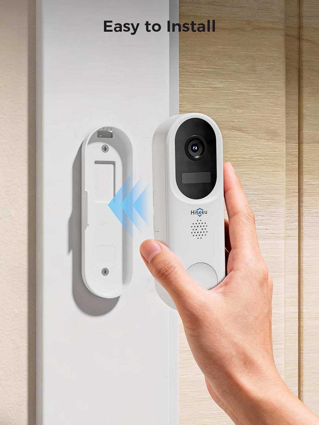Hiseeu 【2MP+Chime】 Smarte Video Türklingel mit Kamera,1080P Kabellose Video Doorbell mit 2-Wege-Audi