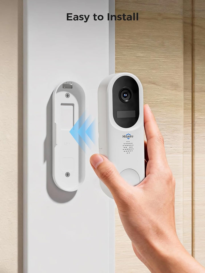Hiseeu 【2MP+Chime】 Smarte Video Türklingel mit Kamera,1080P Kabellose Video Doorbell mit 2-Wege-Audi