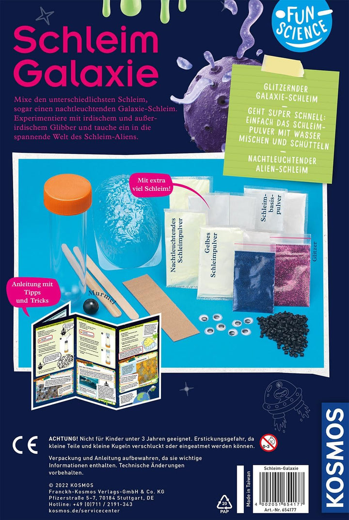 KOSMOS 654177 Fun Science - Schleim-Galaxie, Mixe fünf Verschiedene Schleim-Arten, Experimentierset