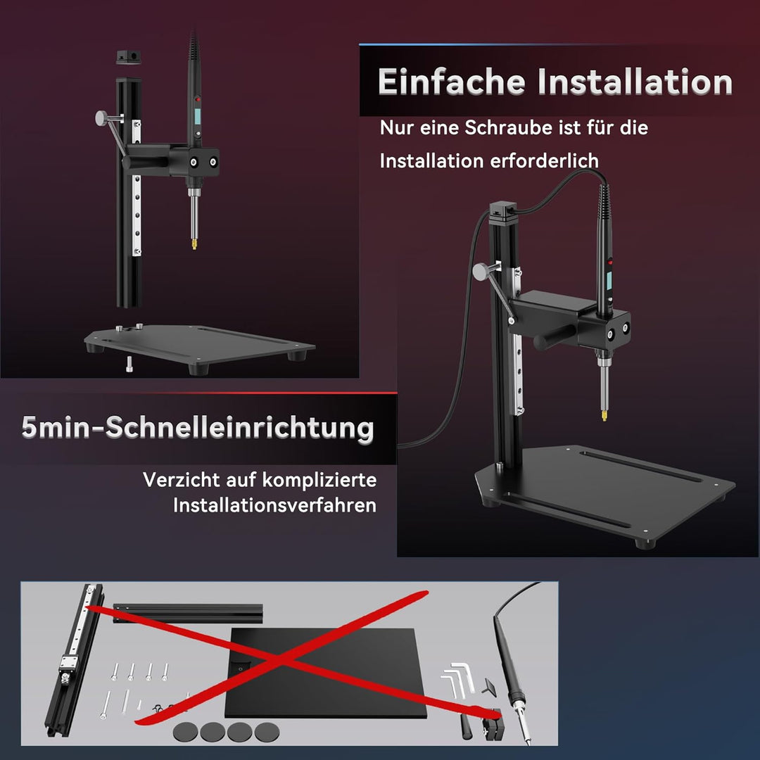 DACKZZM Heat Set Insert Tool, Vertikale Hitze-Pressmaschine Aluminiumlegierung, 8 Stück Einschmelzhi