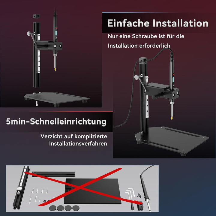 DACKZZM Heat Set Insert Tool, Vertikale Hitze-Pressmaschine Aluminiumlegierung, 8 Stück Einschmelzhi