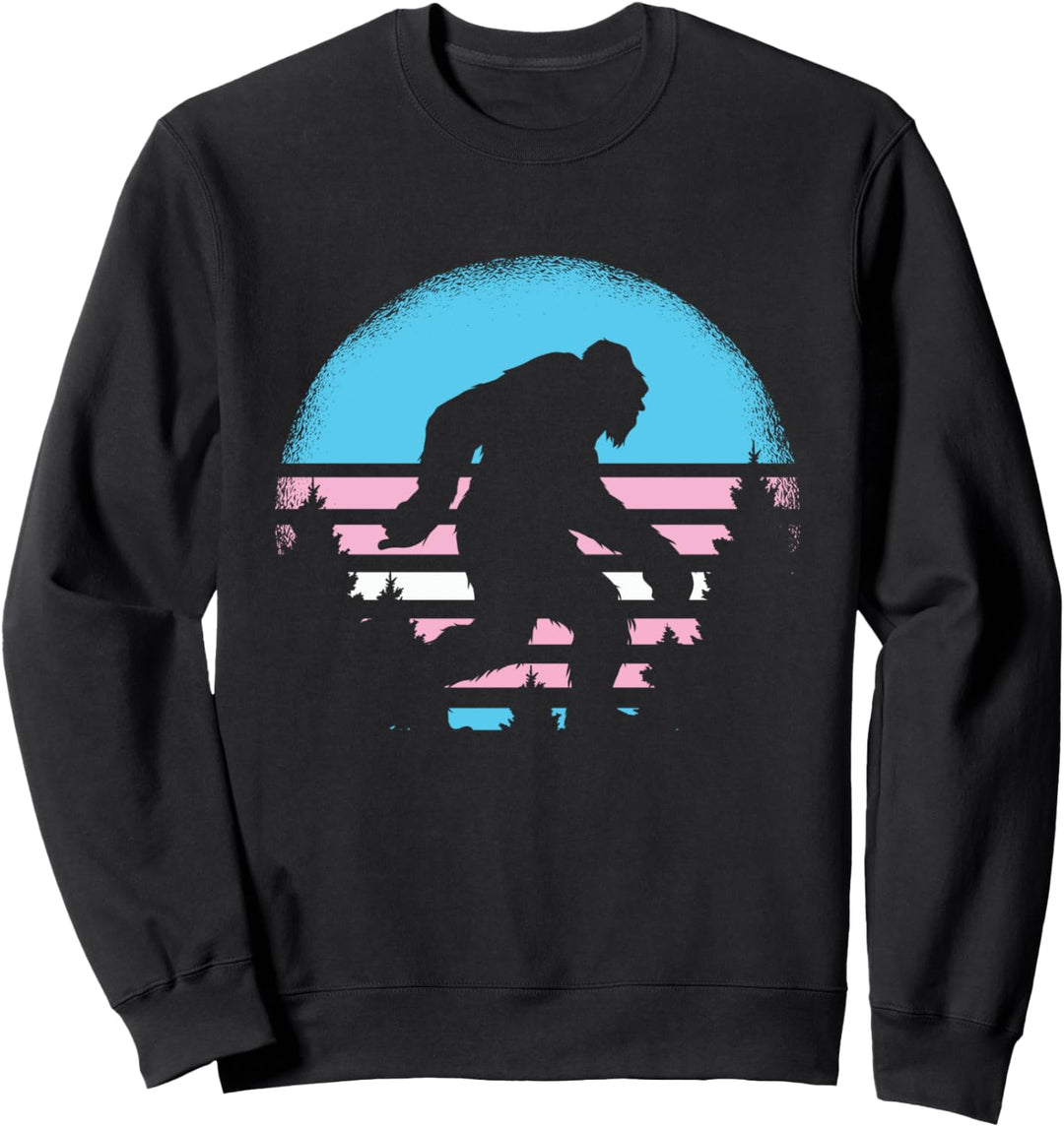 Bigfoot LGBT-Q Retro Sasquatch Trans-gender Pride Flag Ally Sweatshirt