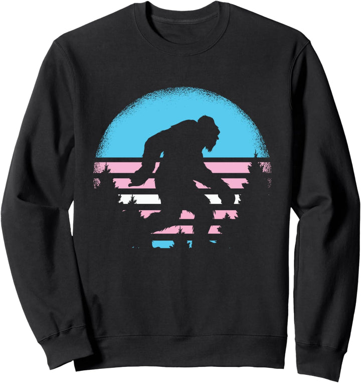 Bigfoot LGBT-Q Retro Sasquatch Trans-gender Pride Flag Ally Sweatshirt