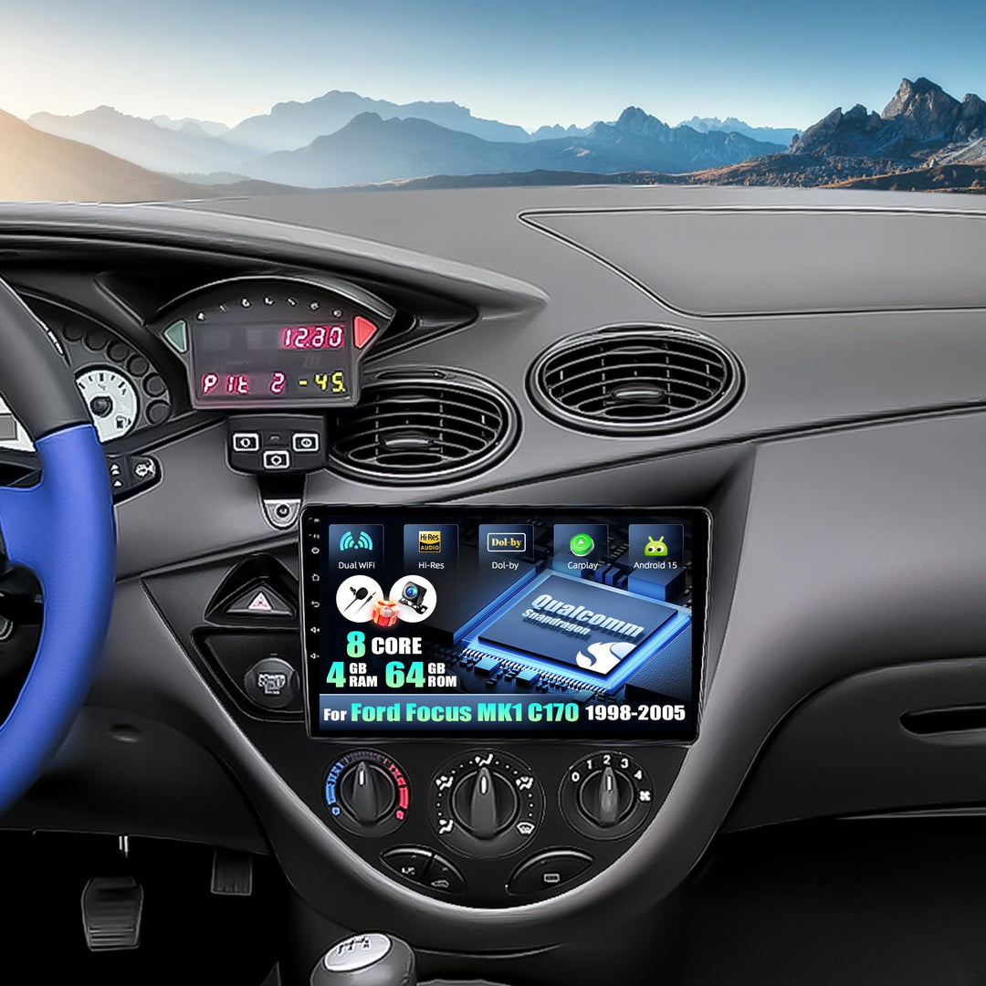 CAMECHO Android 15 Qualcomm Octa Core 4G+64G Autoradio für Ford Focus MK1 C170 1998-2005 mit Carplay
