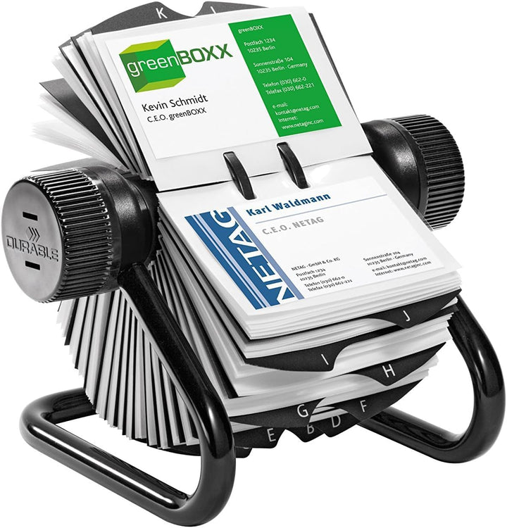 Durable Visifix Rollkartei, für 400 Visitenkarten, Register A-Z, schwarz, 248101 Visitenkarten Schwa