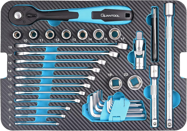 Quantool Werkzeugsatz 48-tlg. maritime Edition, IP65-wasserdichter Alu-Koffer, Chrom-Vanadium-Stahl,