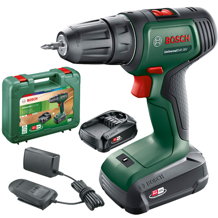 Bosch Home and Garden Bosch Akkuschrauber UniversalDrill 18V (2 Akkus, 18 Volt System, im Koffer) Se