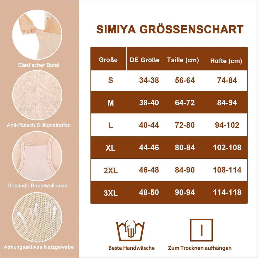 SIMIYA Damen Shapewear Bauchweg Unterhose Hoher Taille Miederhose Bauch Weg Unterwäsche Bauchkontrol