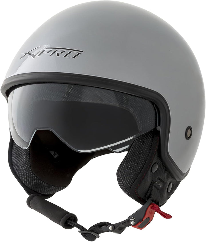 Motorradhelm Motorrad Roller Jet Helm Innensonnenblende Viser SonicMoto 59 cm (XL) Silber, 59 cm (XL