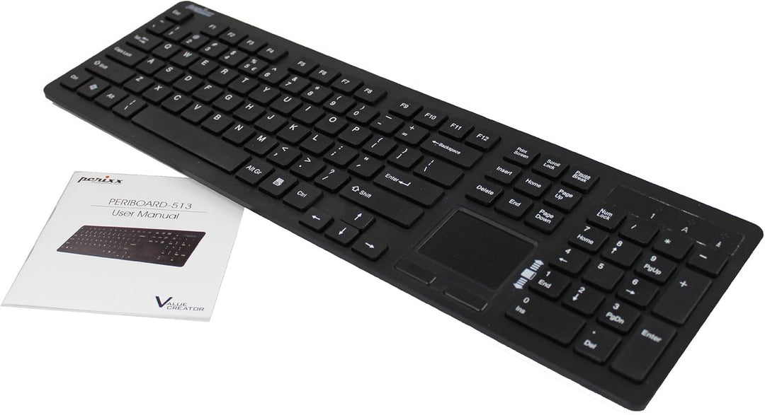 Perixx PERIBOARD-513 Tastatur mit Touchpad USB (US-Englisch) schwarz Layout: US ENGLISH, Layout: US