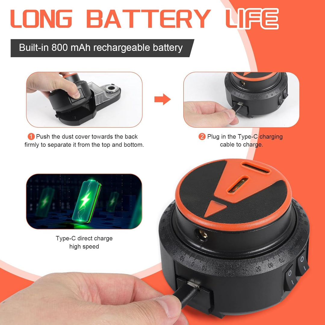 CPROSP Bohrstaubfänger mit Laser Wasserwaage, 2-in-1 Bohrstaubsammler mit 800mAh Akku, Elektronische