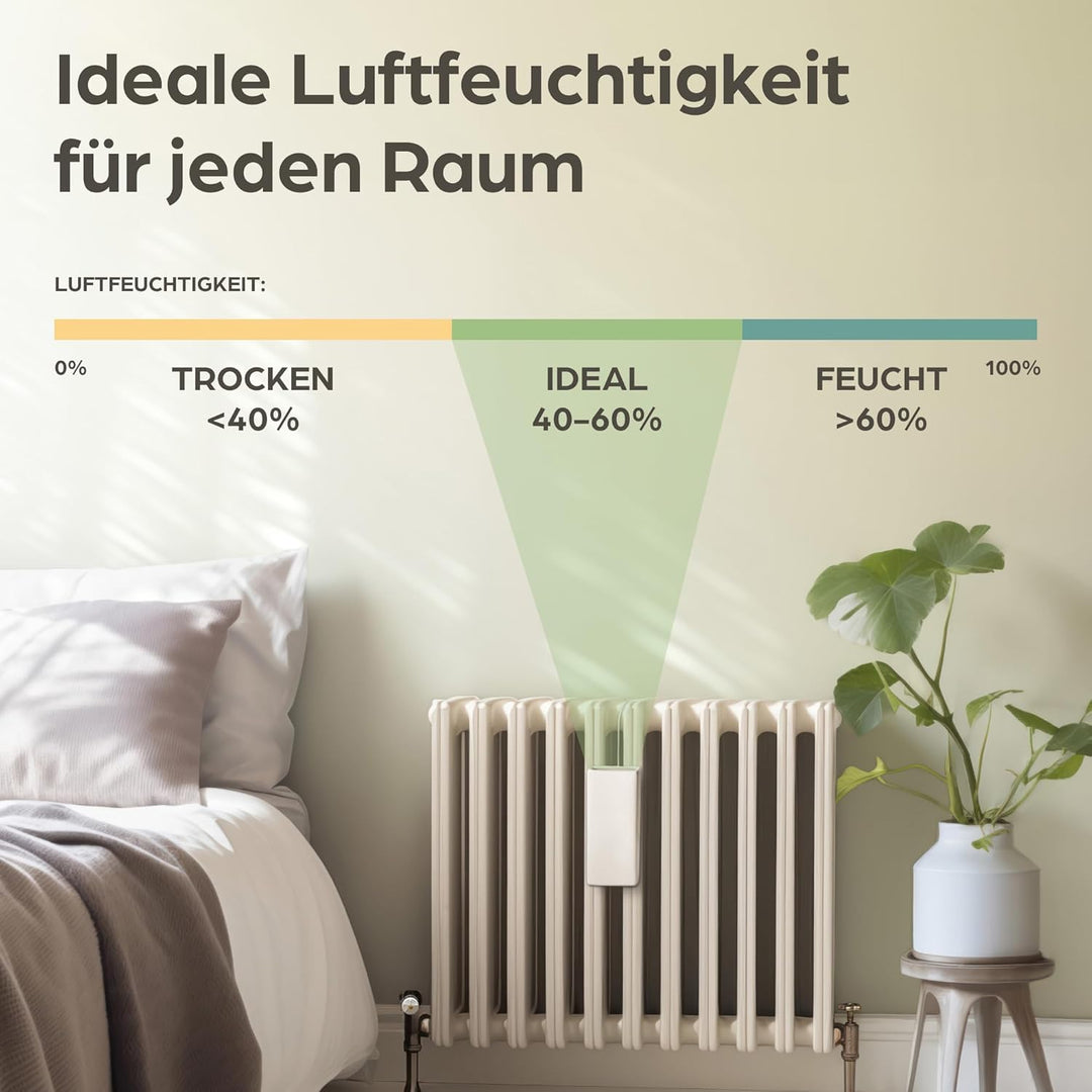 Luftbefeuchter Heizkörper aus Keramik - 4er Set mit Flexiblem Aufhängehaken - Optimale Luftfeuchtigk