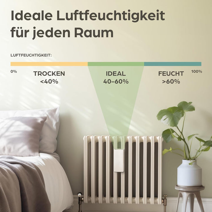Luftbefeuchter Heizkörper aus Keramik - 4er Set mit Flexiblem Aufhängehaken - Optimale Luftfeuchtigk