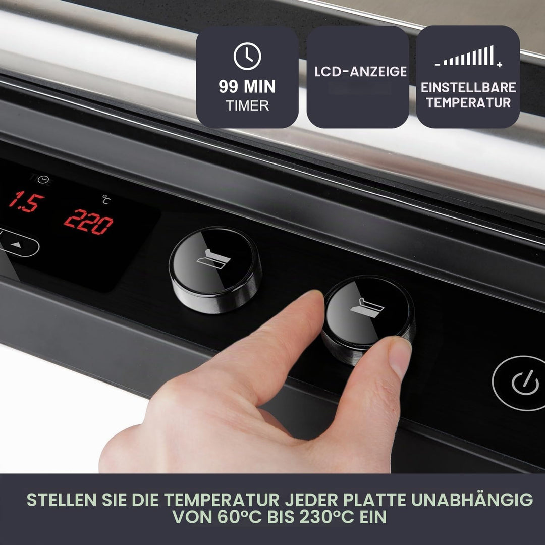 Black+Decker BXGR2000E - Kontaktgrill 2.000W 2-in-1: glatte Platten und Grill, Zubreiten von Fleisch