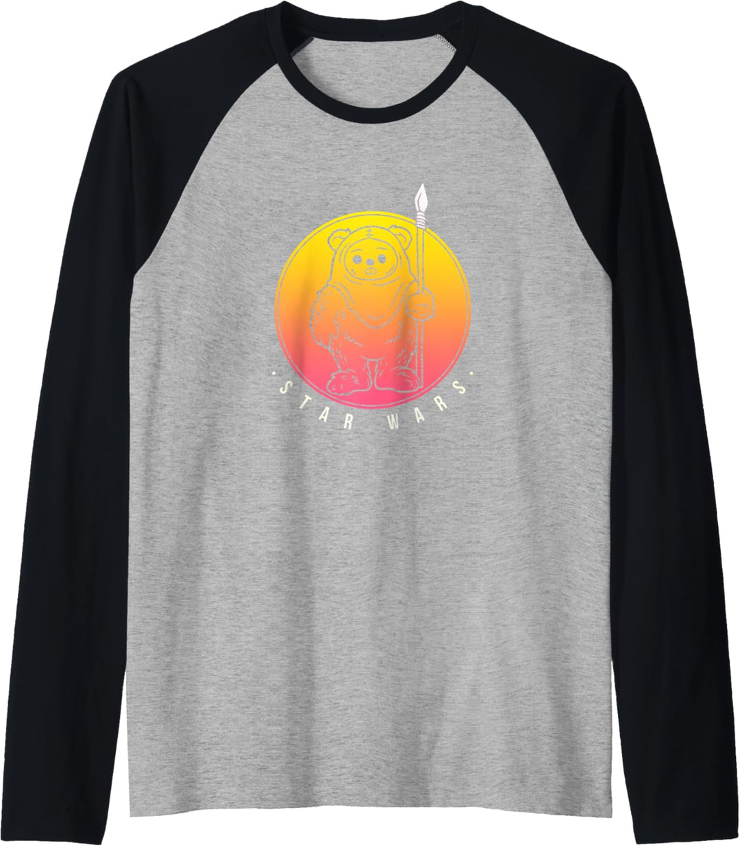 Star Wars Ewok Outline Sunset Circle Raglan