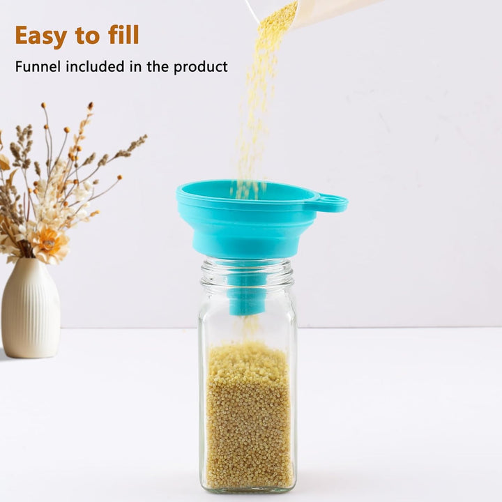 Spice Jars Square Set [12 Pieces] with Bamboo Lid, 120 ml Spice Jars, Spice Shaker Spice Jars Spice