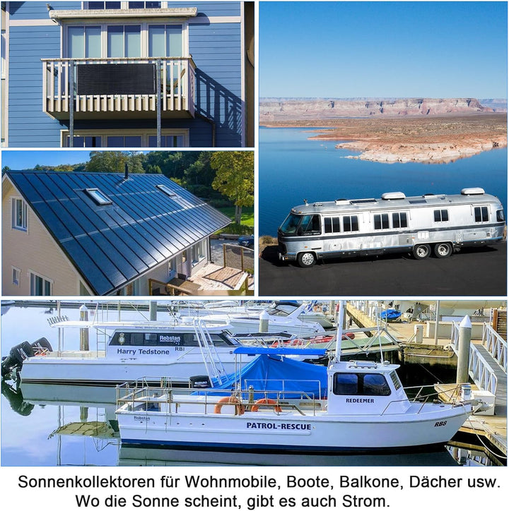 Solarpanel-Kit Flexibel 100W 12V Set Monokristallines Flexibles Solarmodul+20A 12V/24V Solarladeregl