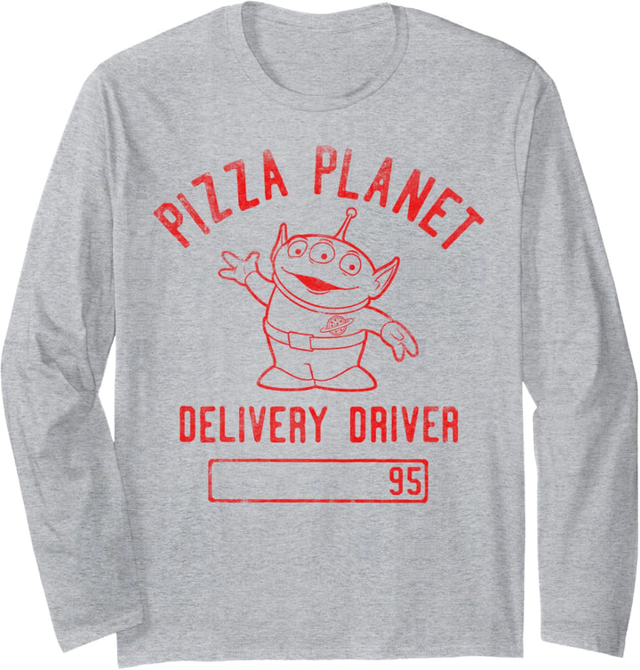 Disney Pixar Toy Story Pizza Planet Delivery Driver Text Langarmshirt